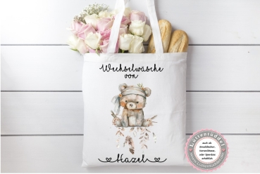 zuckersüße Tasche Indianer Bär 1 Wechselwäsche Wechselkleidung Wunschname für KITA Geschenk Kindergarten Einschulung von Lüttentüddel®